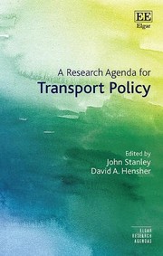 Cover of: Research Agenda for Transport Policy