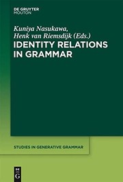 Cover of: Identity relations in grammar