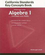 Cover of: Algebra 1 Concepts and Skills: California Standards Key Concepts Book