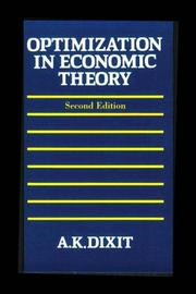 Cover of: Optimization in Economic Theory by Avinash K. Dixit