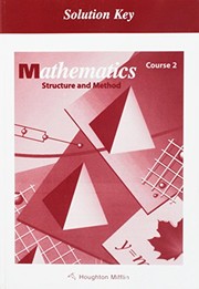 Cover of: Mathematics: Structure and Method: Course 2: Solution Key