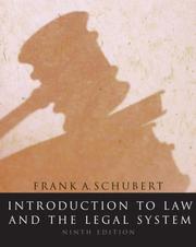 Cover of: Introduction to Law and the Legal System | Frank A. Schubert