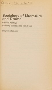 Cover of: Sociology of Literature and Drama: Selected Readings