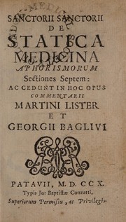 Cover of: De statica medicina aphorismorum sectiones septem