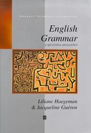 Cover of: English Grammar: A Generative Perspective (Blackwell Textbooks in Linguistics, 14)