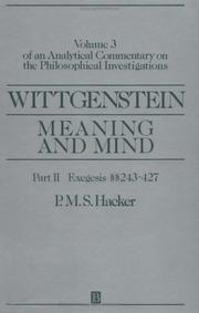 Cover of: Wittgenstein: Meaning and Mind (An Analytic Commentary on the Philosophical Investigations, Vol 3)