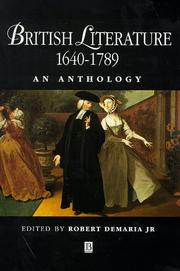 Cover of: British Literature, 1640-1789: An Anthology (Blackwell Anthologies)
