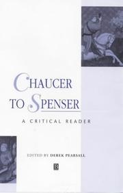 Cover of: Chaucer to Spenser by Derek Albert Pearsall