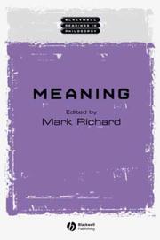 Cover of: Meaning (Blackwell Readings in Philosophy)