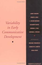 Cover of: Variability in Early Communicative Development (Monographs of the Society for Research in Child Development, V. 59, No. 5, 1994.)
