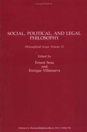 Cover of: Social, Political and Legal Philosophy (Philosophical Issues)
