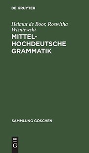 Cover of: Mittelhochdeutsche Grammatik by Helmut de Boor