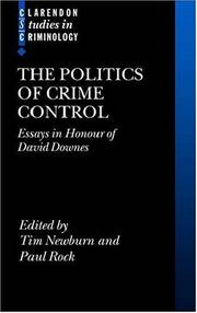 Cover of: The Politics of Crime Control by 