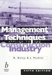 Cover of: Management techniques applied to the construction industry