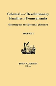 Cover of: Colonial and Revolutionary Families of Pennsylvania (3 Volumes) by John W. Jordan