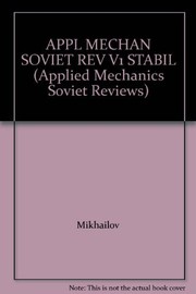 Cover of: Applied mechanics: Soviet reviews