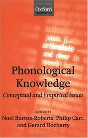 Cover of: Phonological knowledge by edited by Noel Burton-Roberts, Philip Carr, and Gerard Docherty.