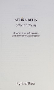 Cover of: Aphra Behn (1640-1689): Selected Poems (Fyfield Books)