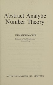 Cover of: Abstract analytic number theory by John Knopfmacher