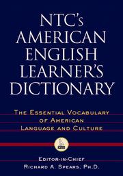 Cover of: NTC's American English Learner's Dictionary w/CD-ROM by Richard A. Spears