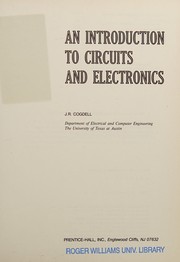 Cover of: An introduction to circuits and electronics by J. R. Cogdell