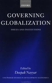Cover of: Governing Globalization by Deepak Nayyar