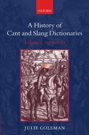 Cover of: history of cant and slang dictionaries