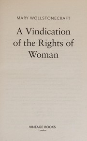 Cover of: Vindication of the Rights of Woman by Mary Wollstonecraft
