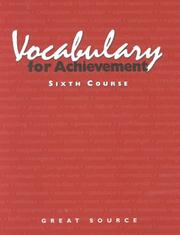 Cover of: Vocabulary for Achievement by Margaret Ann Richek, Arlin T. McRae