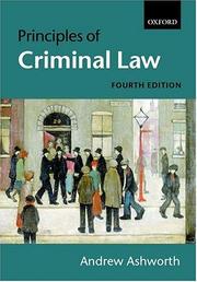 Cover of: Principles of criminal law by Andrew Ashworth