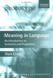 Cover of: Meaning in language by D. A. Cruse