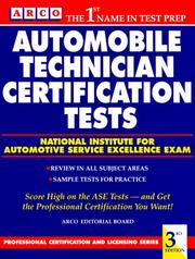 Cover of: Automobile technician certification tests by Sharp, David