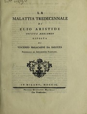 Cover of: La malattia tredecennale di Elio Aristide, sofista Adrianeo