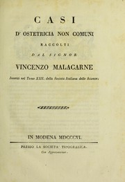 Cover of: Casi d'ostetricia non comuni by Vincenzo Malacarne