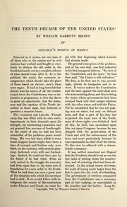 Cover of: The tenth decade of the United States: [part IV] Lincoln's policy of mercy