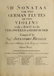 VIII sonatas for two German flutes or two violins with a bass for the violoncello or harpsichord, opera terza by Alessandro Besozzi