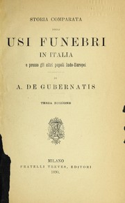 Cover of: Storia comparata degli usi funebri in Italia e presso gli altri popli indo-europei