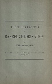 Cover of: The Thies process of barrel chlorination