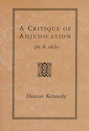Cover of: A critique of adjudication: fin de siècle