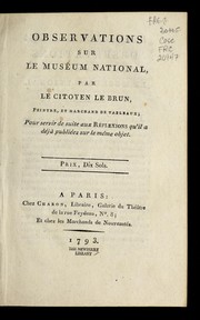 Cover of: Observations sur le Muse um national