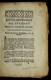 Cover of: De veloppement du serment exige  des pre tres en fonction par l'Assemble e nationale by Barruel abbé