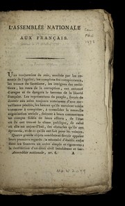Cover of: L'Assemble e nationale aux Franc ʹais by France. Assemble e nationale le gislative (1791-1792)
