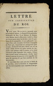 Cover of: Lettre sur l'abdication du roi