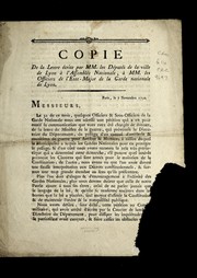 Cover of: Copie de la lettre by Lyon (France). De pute s.