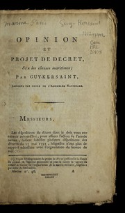 Cover of: Opinion et projet de de cret sur les classes maritimes by Armand-Guy Kersaint