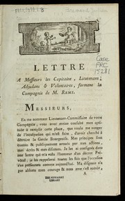 Cover of: Lettre a messieurs les capitaine, lieutenans, adjudans & volontaires, formant la compagnie de M. Remi