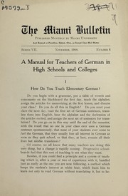 Cover of: A manual for teachers of German in high schools and colleges