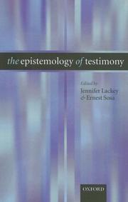 Cover of: The Epistemology of Testimony by 