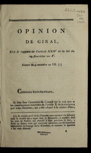 Cover of: Opinion de Giral, sur le rapport de l'article XXIV de la loi du 19 fructidor an V by Paul-Abraham Giral