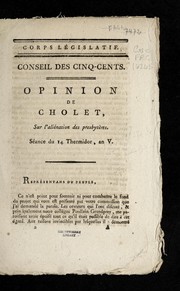 Cover of: Opinion de Cholet, sur l'alie nation des presbyte  res: se ance du 14 thermidor, an V.
